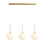 Contemporary Gold Globe Pendant Lighting with White Frosted Glass Shades for Kitchen