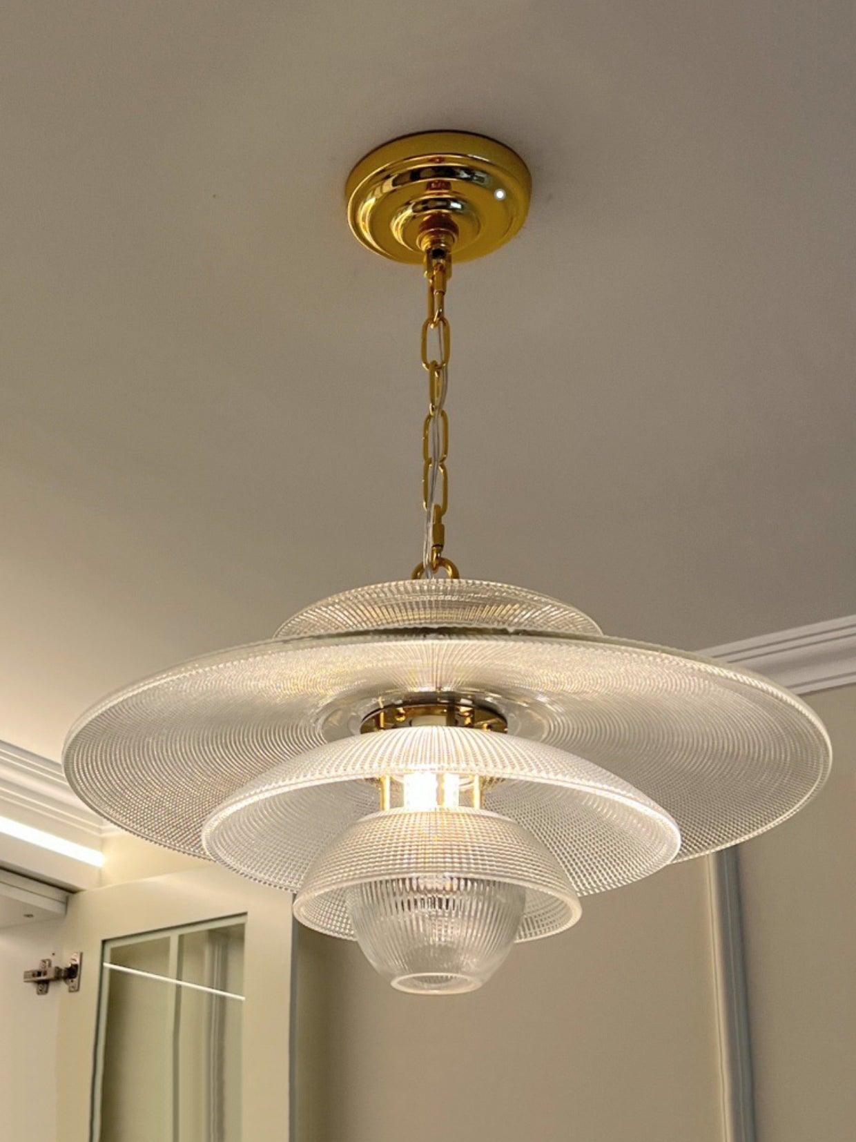 Contemporary Gold Metal Grid Glass Pendant Light for Modern Interiors