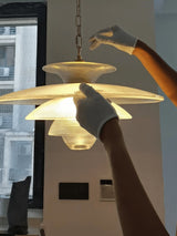 Contemporary Gold Metal Grid Glass Pendant Light for Modern Interiors