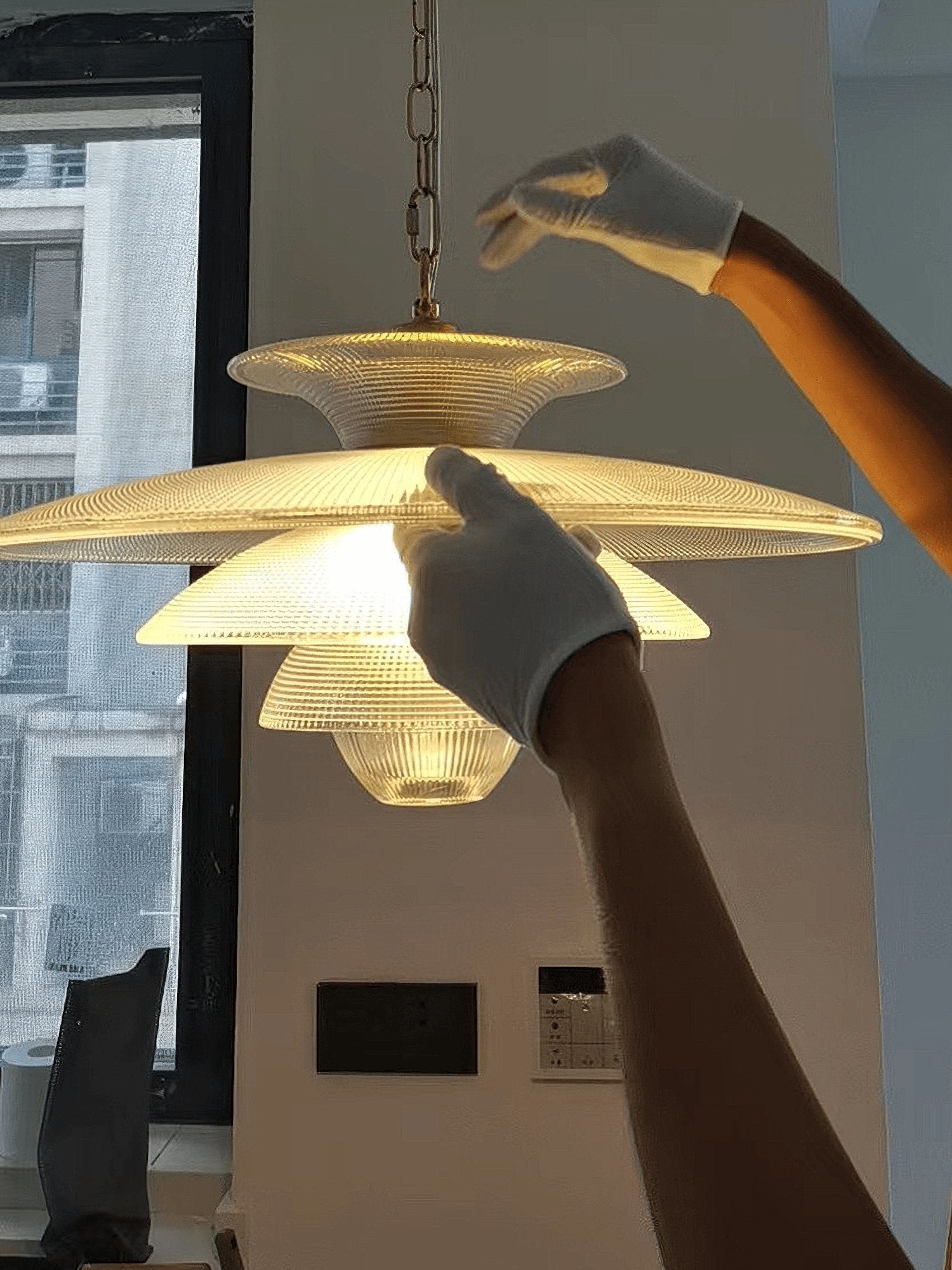 Contemporary Gold Metal Grid Glass Pendant Light for Modern Interiors