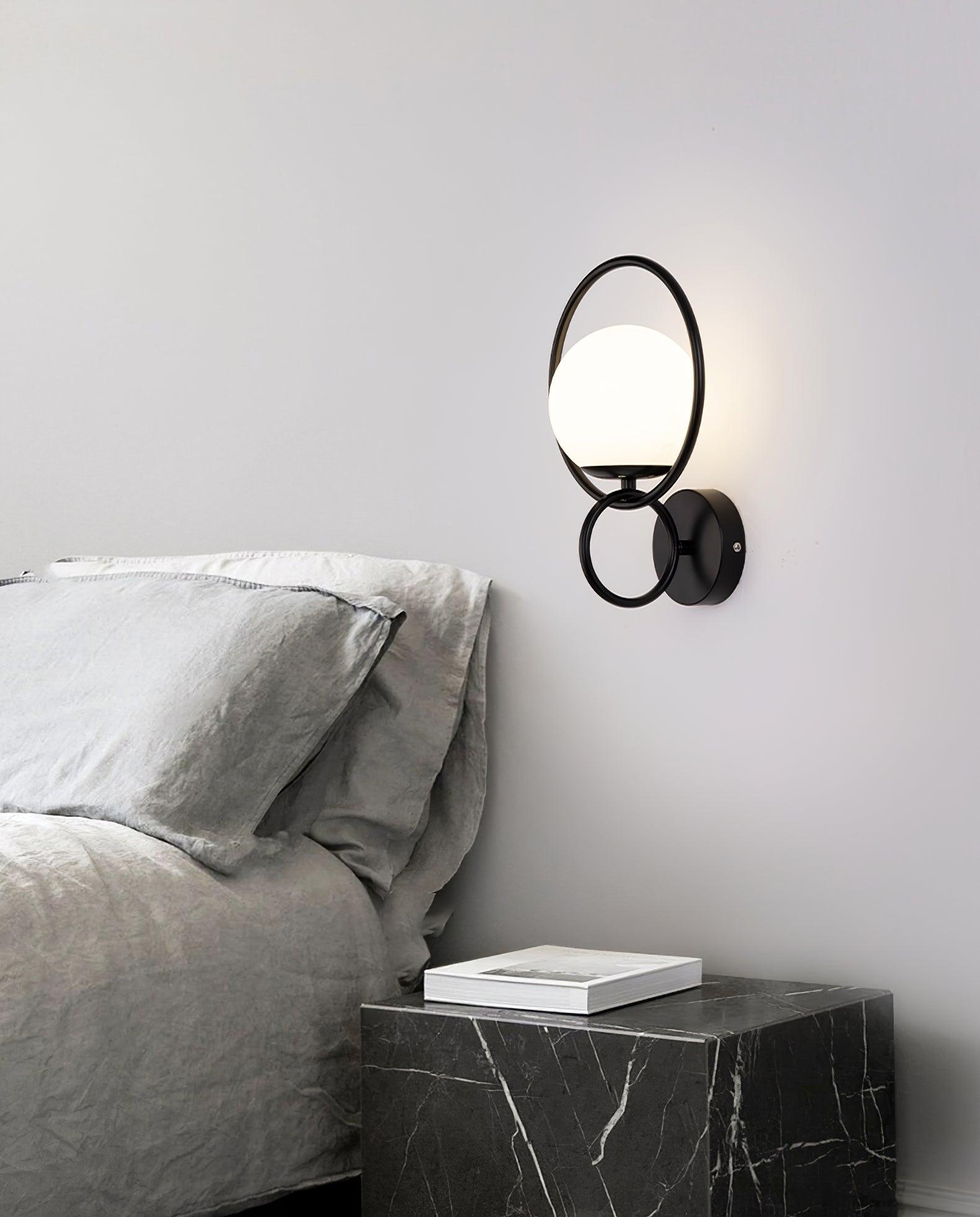 Contemporary Halo Metal Wall Light Fixture Gold Finish Indoor Glass Ball Lamp