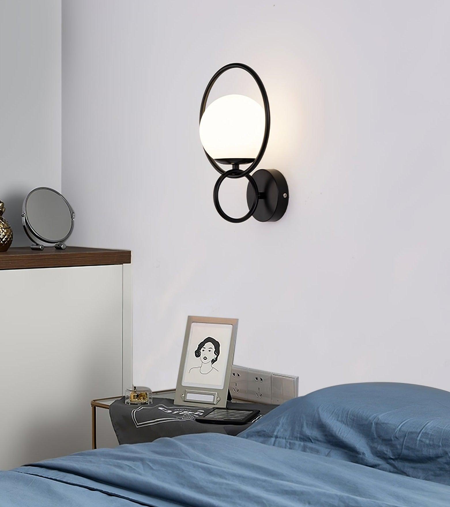 Contemporary Halo Metal Wall Light Fixture Gold Finish Indoor Glass Ball Lamp