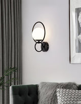 Contemporary Halo Metal Wall Light Fixture Gold Finish Indoor Glass Ball Lamp