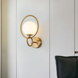 Contemporary Halo Metal Wall Light Fixture Gold Finish Indoor Glass Ball Lamp