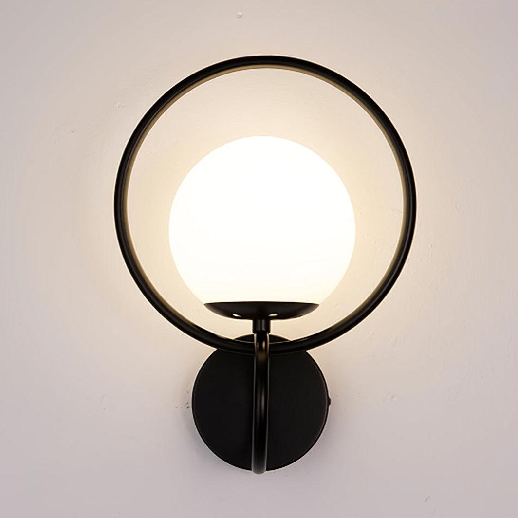 Contemporary Halo Metal Wall Light Fixture Gold Finish Indoor Glass Ball Lamp