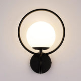 Contemporary Halo Metal Wall Light Fixture Gold Finish Indoor Glass Ball Lamp