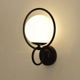 Contemporary Halo Metal Wall Light Fixture Gold Finish Indoor Glass Ball Lamp