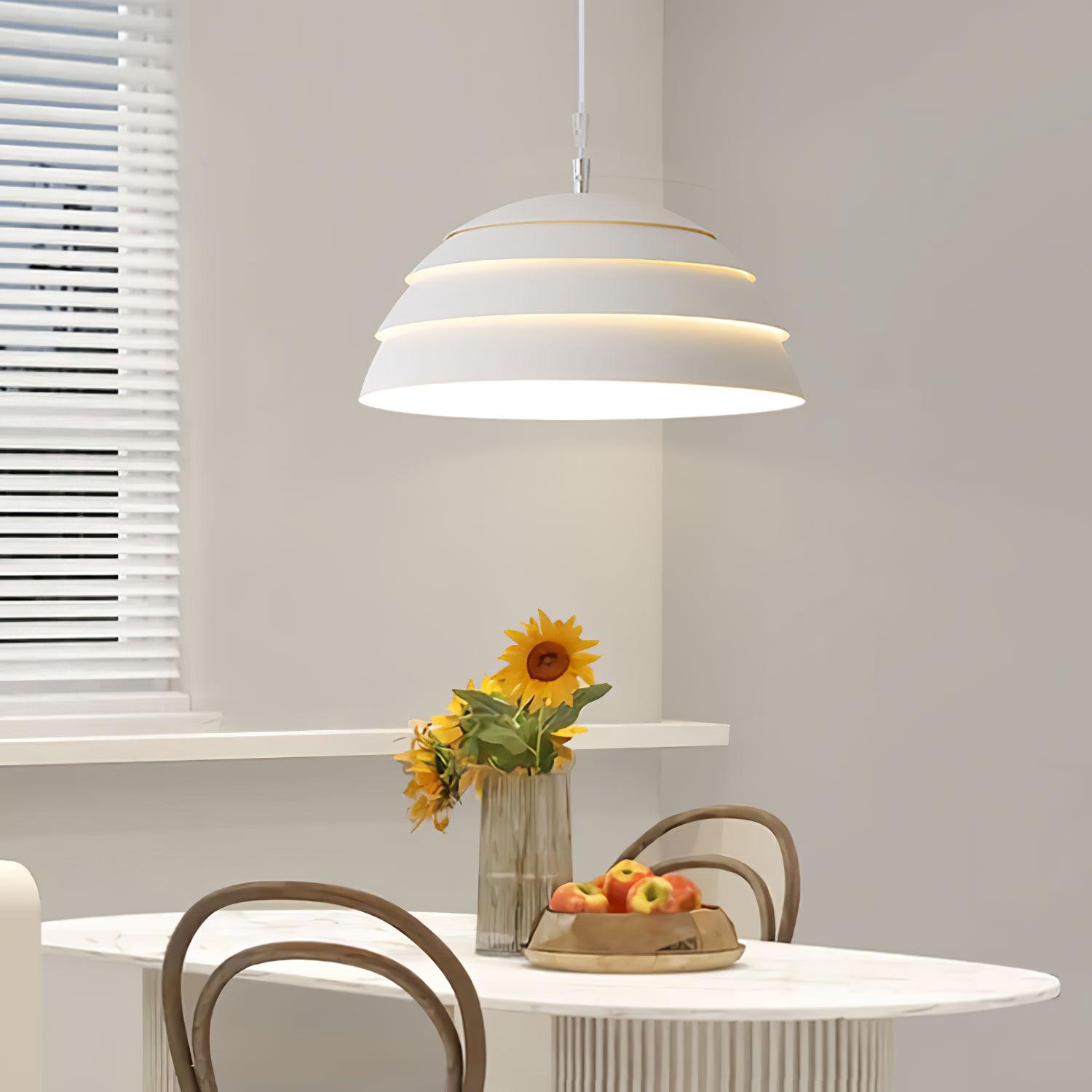 Contemporary Industrial White Metal Pendant Light with Adjustable Hanging Cable for Indoor Use