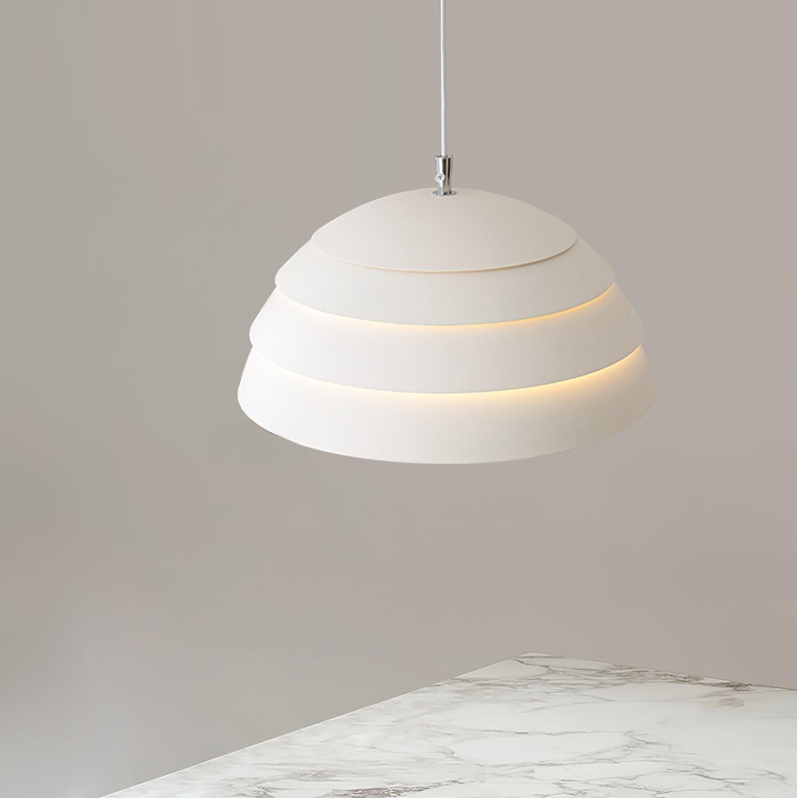 Contemporary Industrial White Metal Pendant Light with Adjustable Hanging Cable for Indoor Use