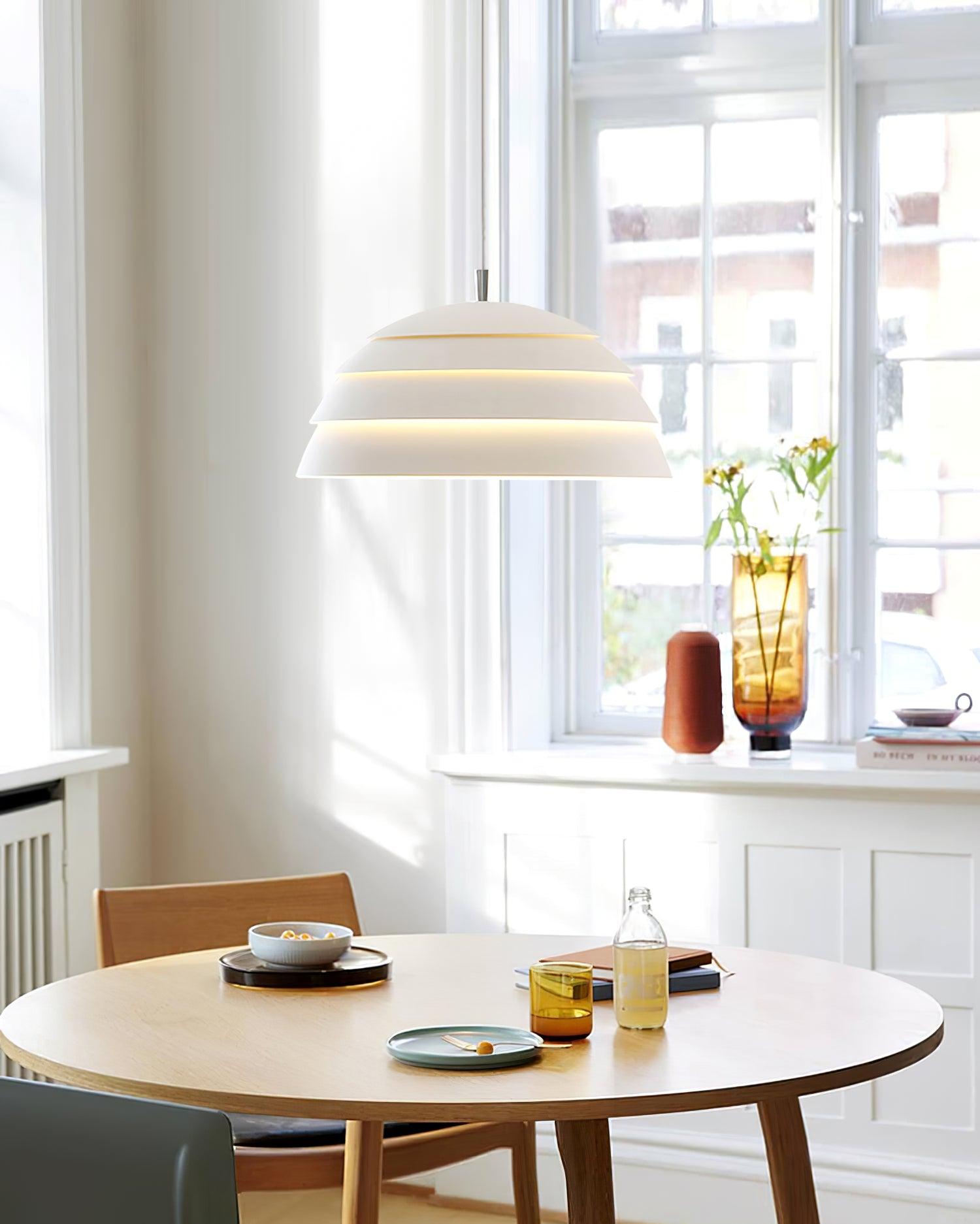 Contemporary Industrial White Metal Pendant Light with Adjustable Hanging Cable for Indoor Use