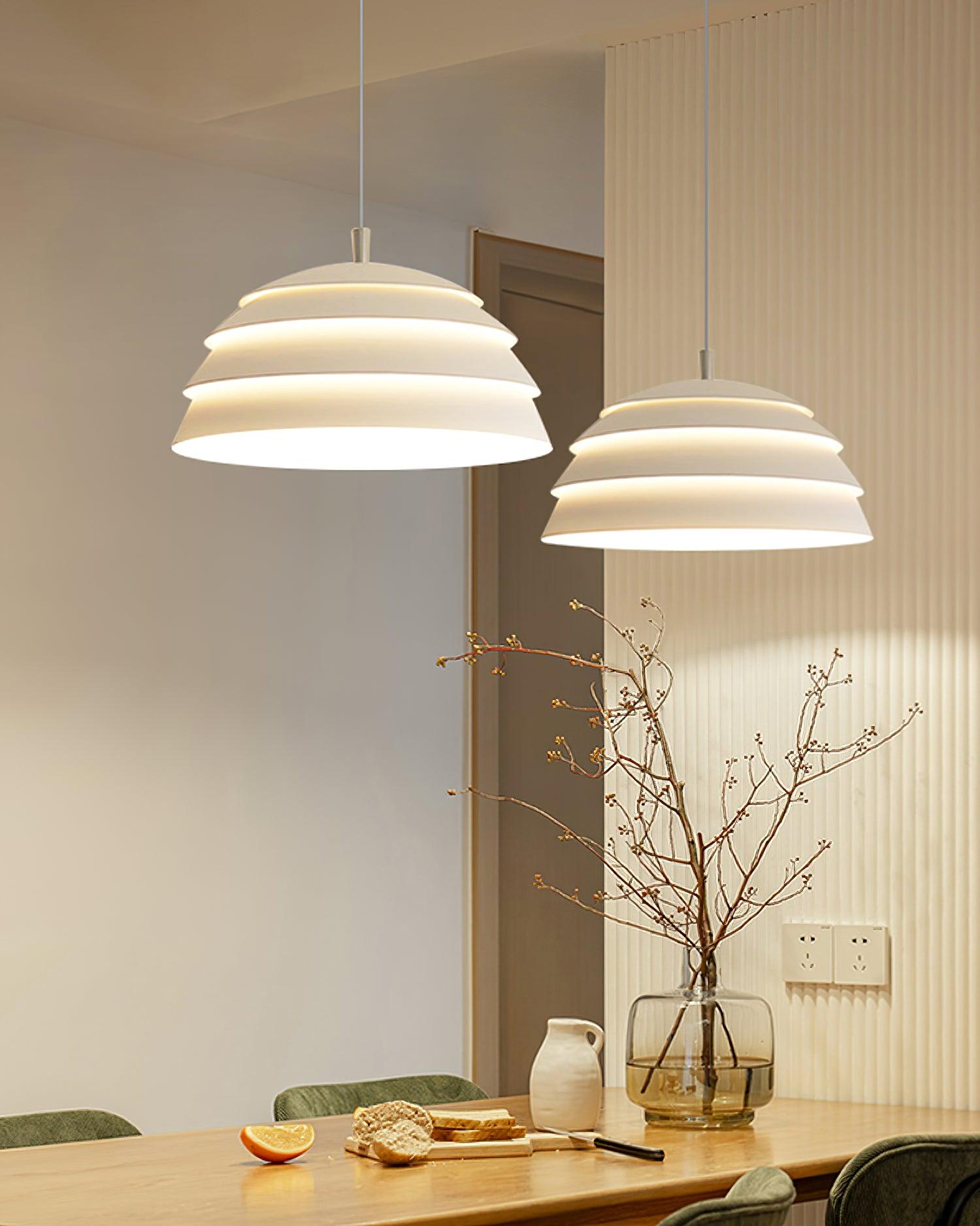 Contemporary Industrial White Metal Pendant Light with Adjustable Hanging Cable for Indoor Use