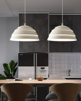 Contemporary Industrial White Metal Pendant Light with Adjustable Hanging Cable for Indoor Use