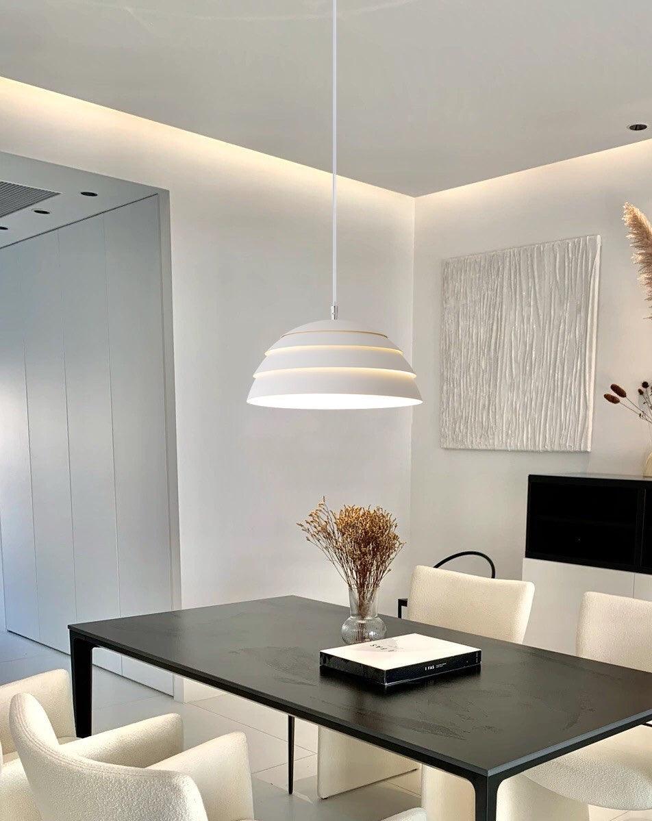 Contemporary Industrial White Metal Pendant Light with Adjustable Hanging Cable for Indoor Use
