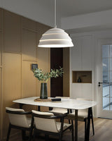 Contemporary Industrial White Metal Pendant Light with Adjustable Hanging Cable for Indoor Use