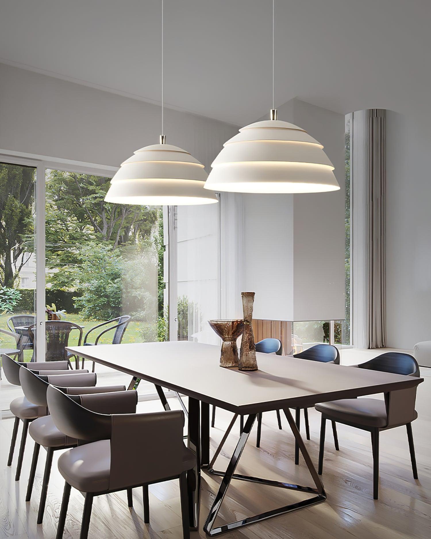 Contemporary Industrial White Metal Pendant Light with Adjustable Hanging Cable for Indoor Use