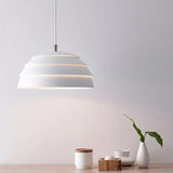 Contemporary Industrial White Metal Pendant Light with Adjustable Hanging Cable for Indoor Use
