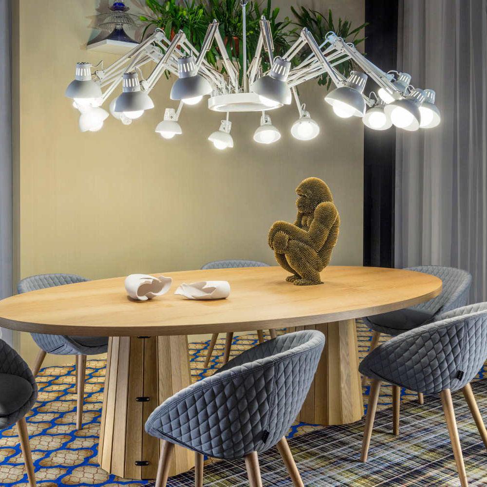 Contemporary Large Multi Head Crown Chandelier Adjustable Industrial Spider Ceiling Pendant Lamp