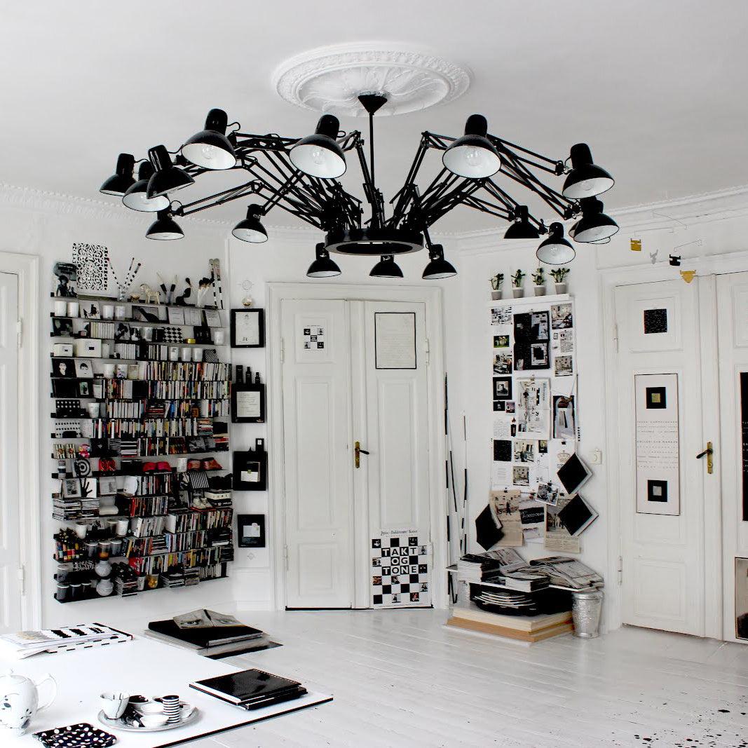 Contemporary Large Multi Head Crown Chandelier Adjustable Industrial Spider Ceiling Pendant Lamp