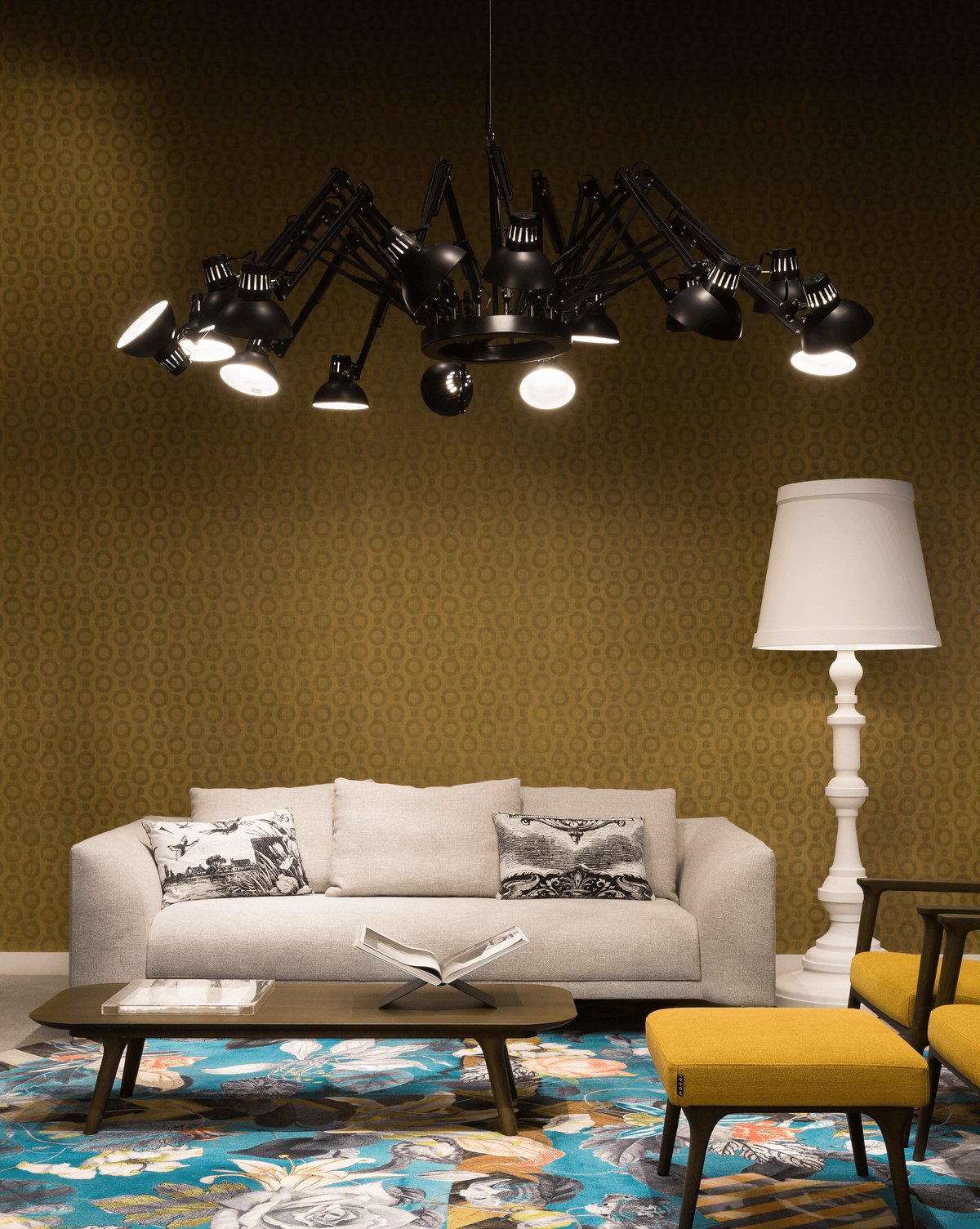 Contemporary Large Multi Head Crown Chandelier Adjustable Industrial Spider Ceiling Pendant Lamp