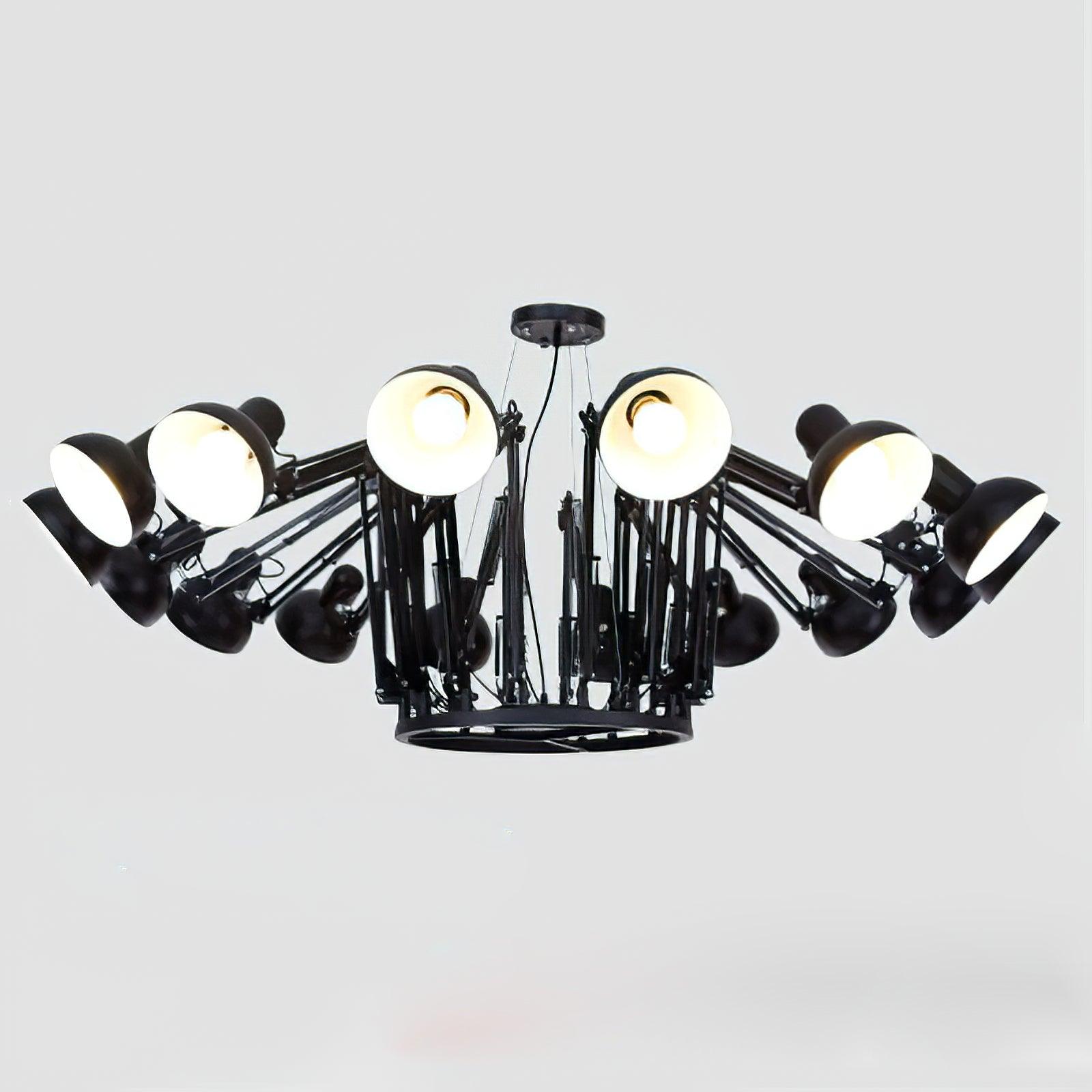 Contemporary Large Multi Head Crown Chandelier Adjustable Industrial Spider Ceiling Pendant Lamp