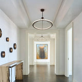 Contemporary LED Ring Circle Pendant Lamp Gold Black Acrylic Ceiling Light Fitting