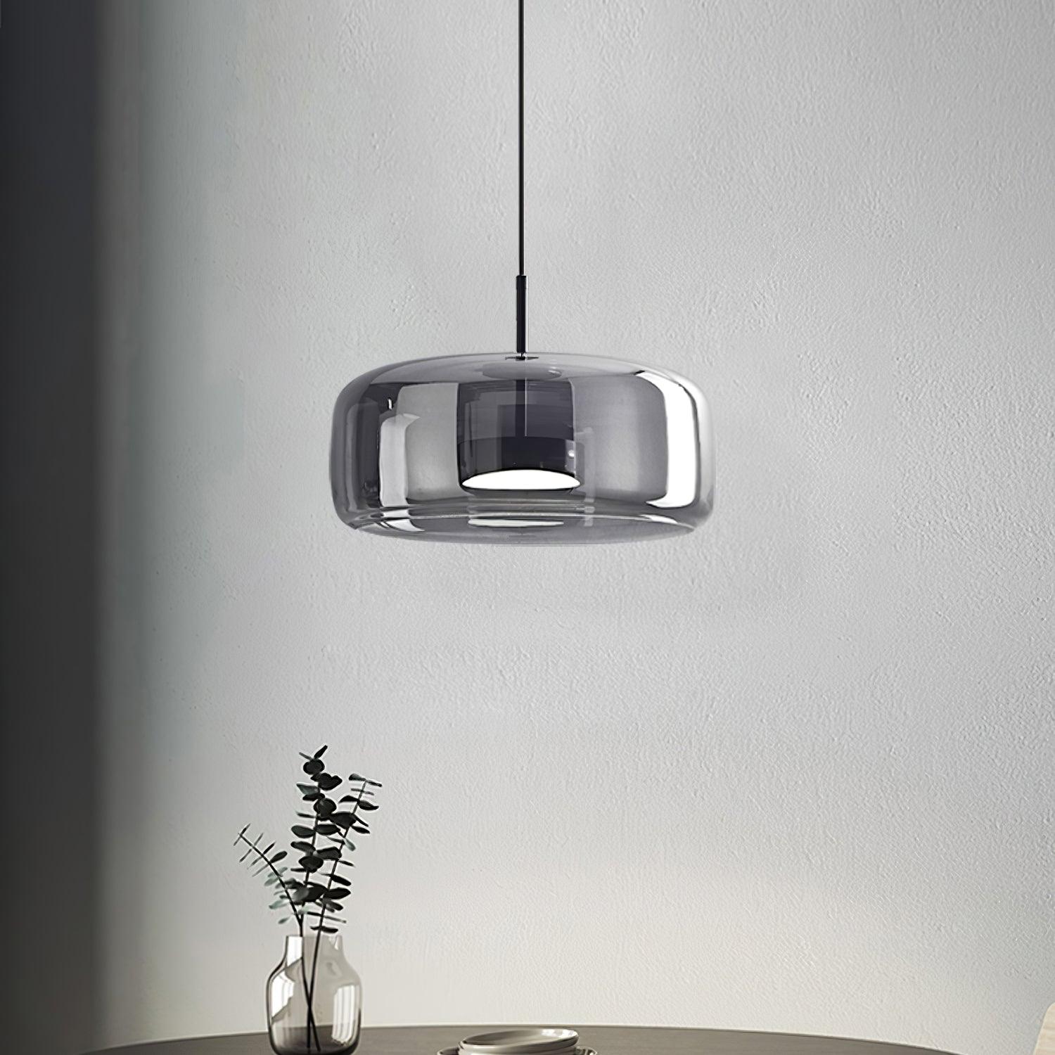 Contemporary Metro Sphere Smoked Glass Pendant Light LED Ceiling Fixture for Modern Kitchens