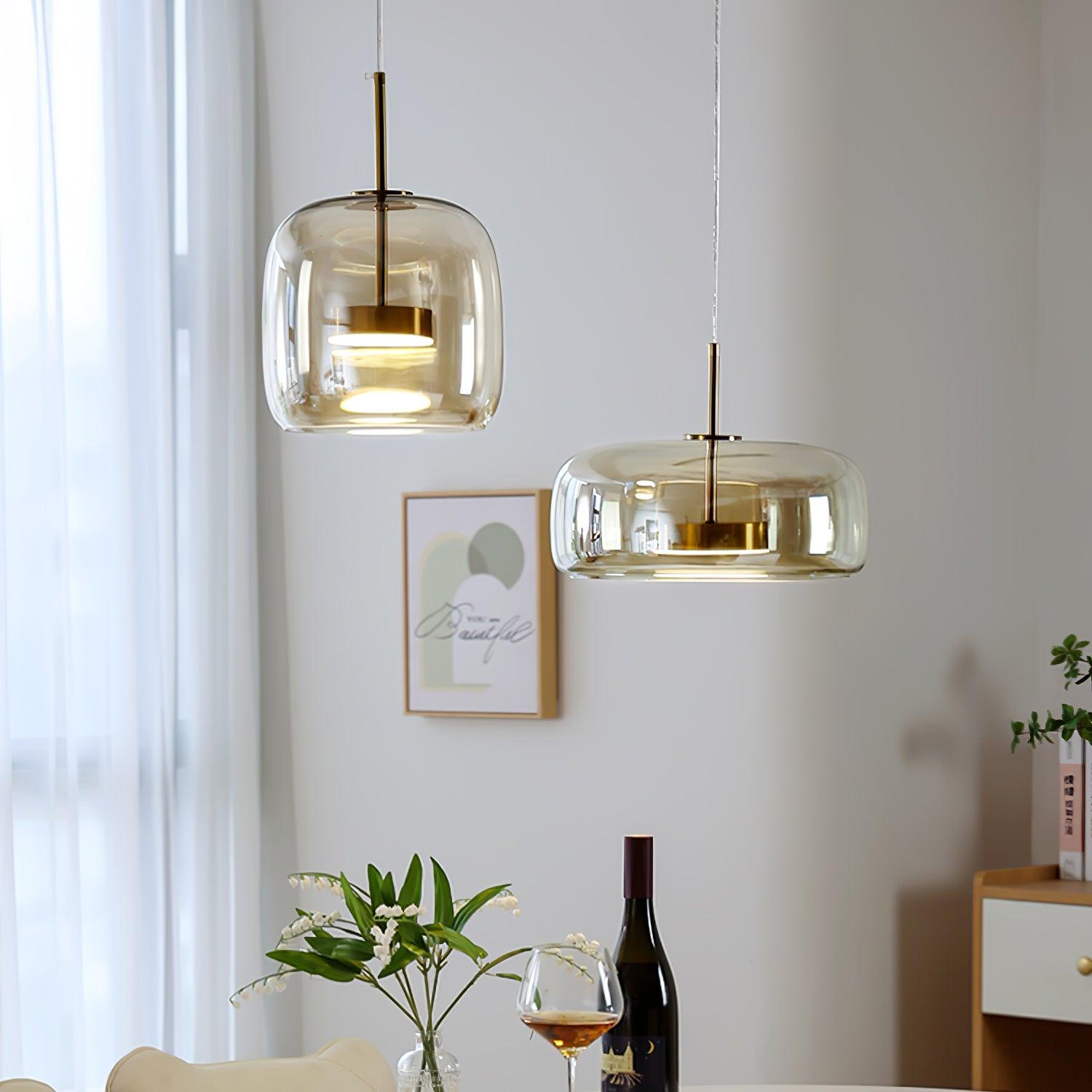 Contemporary Metro Sphere Smoked Glass Pendant Light LED Ceiling Fixture for Modern Kitchens