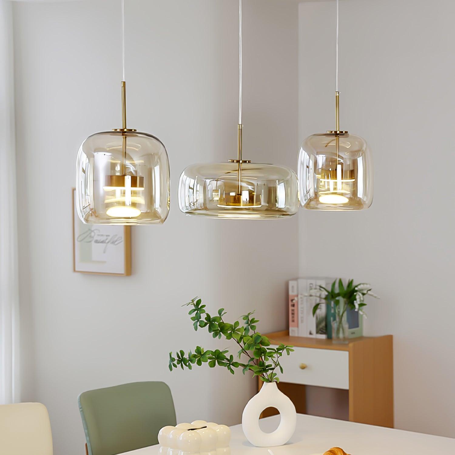 Contemporary Metro Sphere Smoked Glass Pendant Light LED Ceiling Fixture for Modern Kitchens