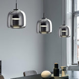 Contemporary Metro Sphere Smoked Glass Pendant Light LED Ceiling Fixture for Modern Kitchens