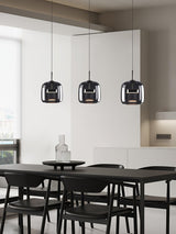 Contemporary Metro Sphere Smoked Glass Pendant Light LED Ceiling Fixture for Modern Kitchens