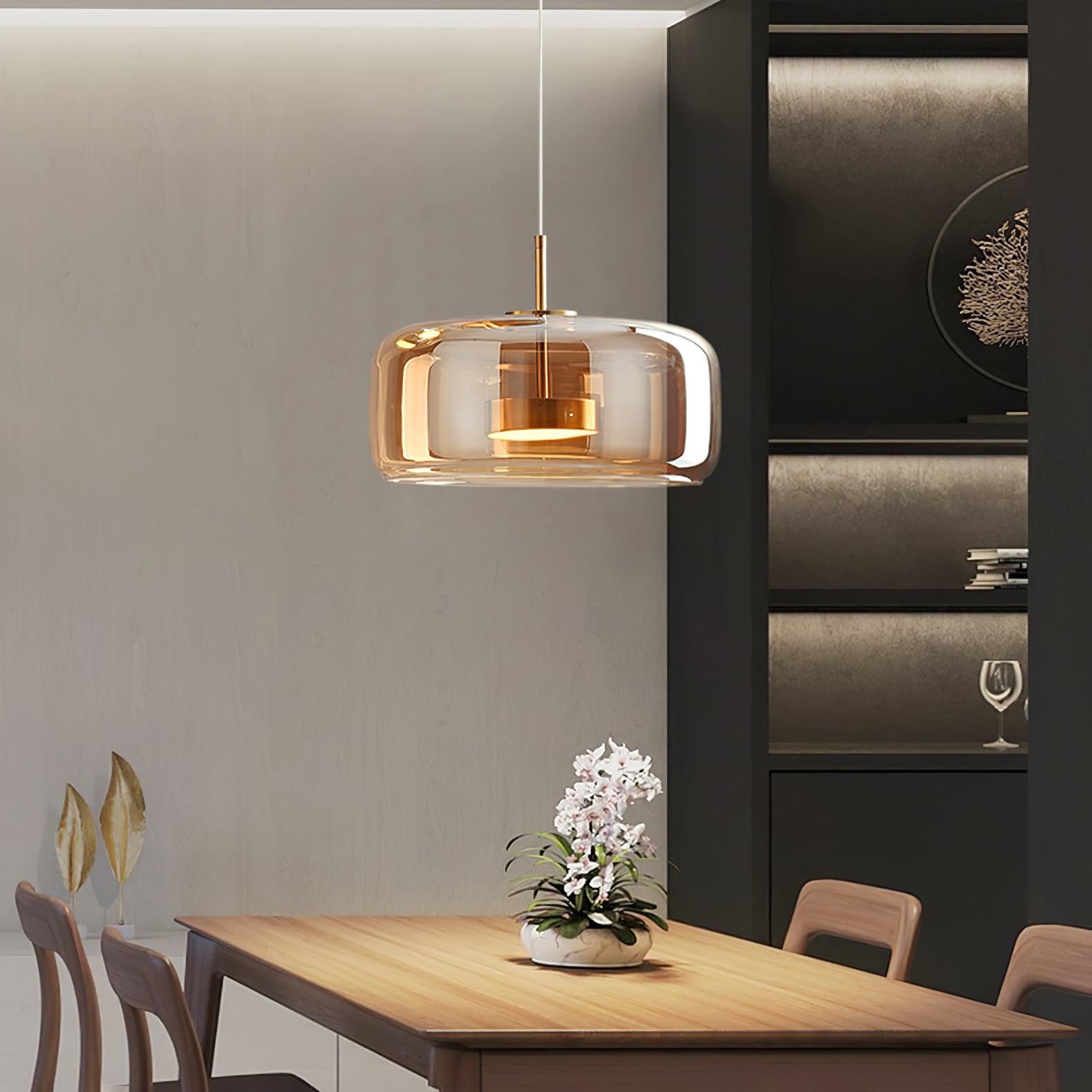 Contemporary Metro Sphere Smoked Glass Pendant Light LED Ceiling Fixture for Modern Kitchens