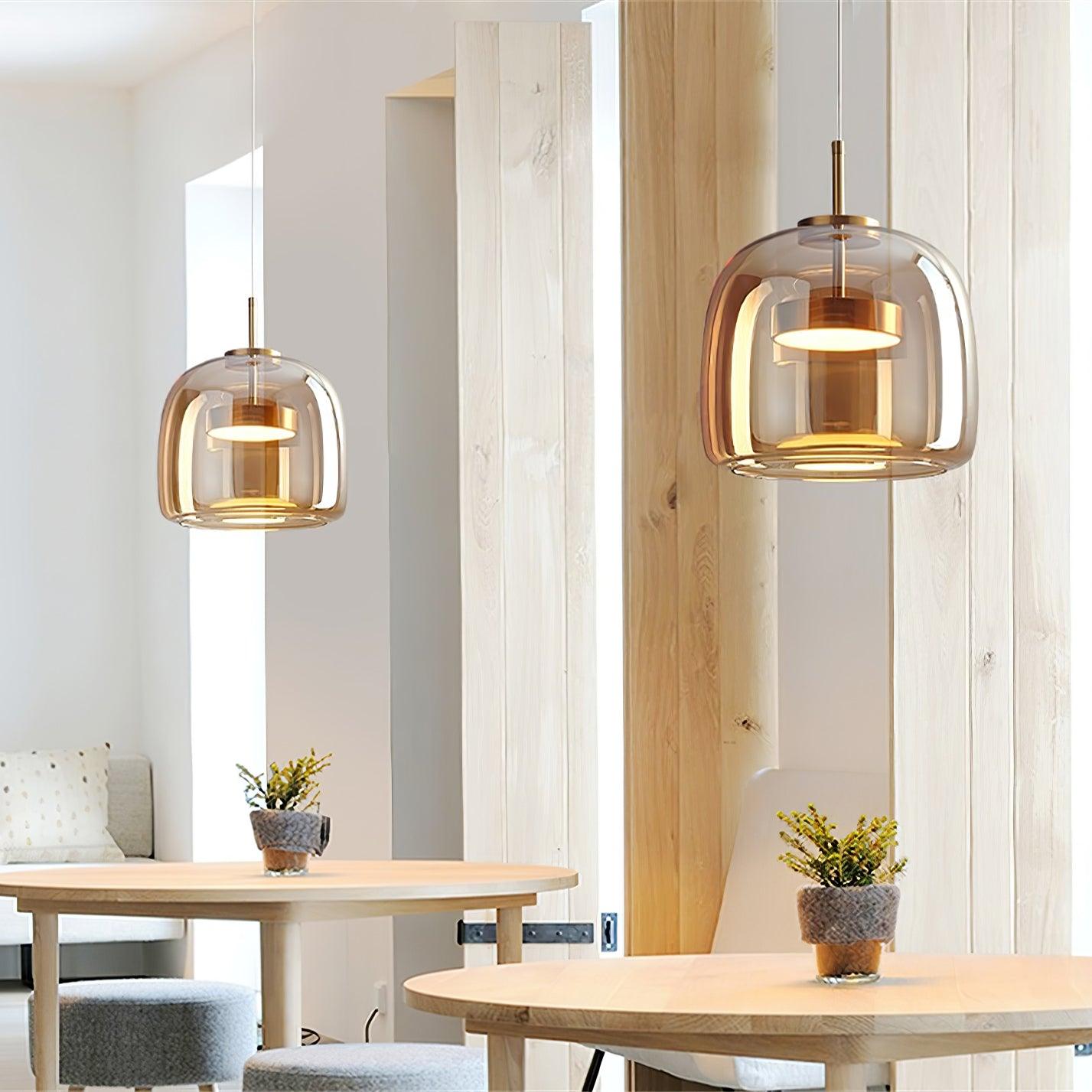 Contemporary Metro Sphere Smoked Glass Pendant Light LED Ceiling Fixture for Modern Kitchens