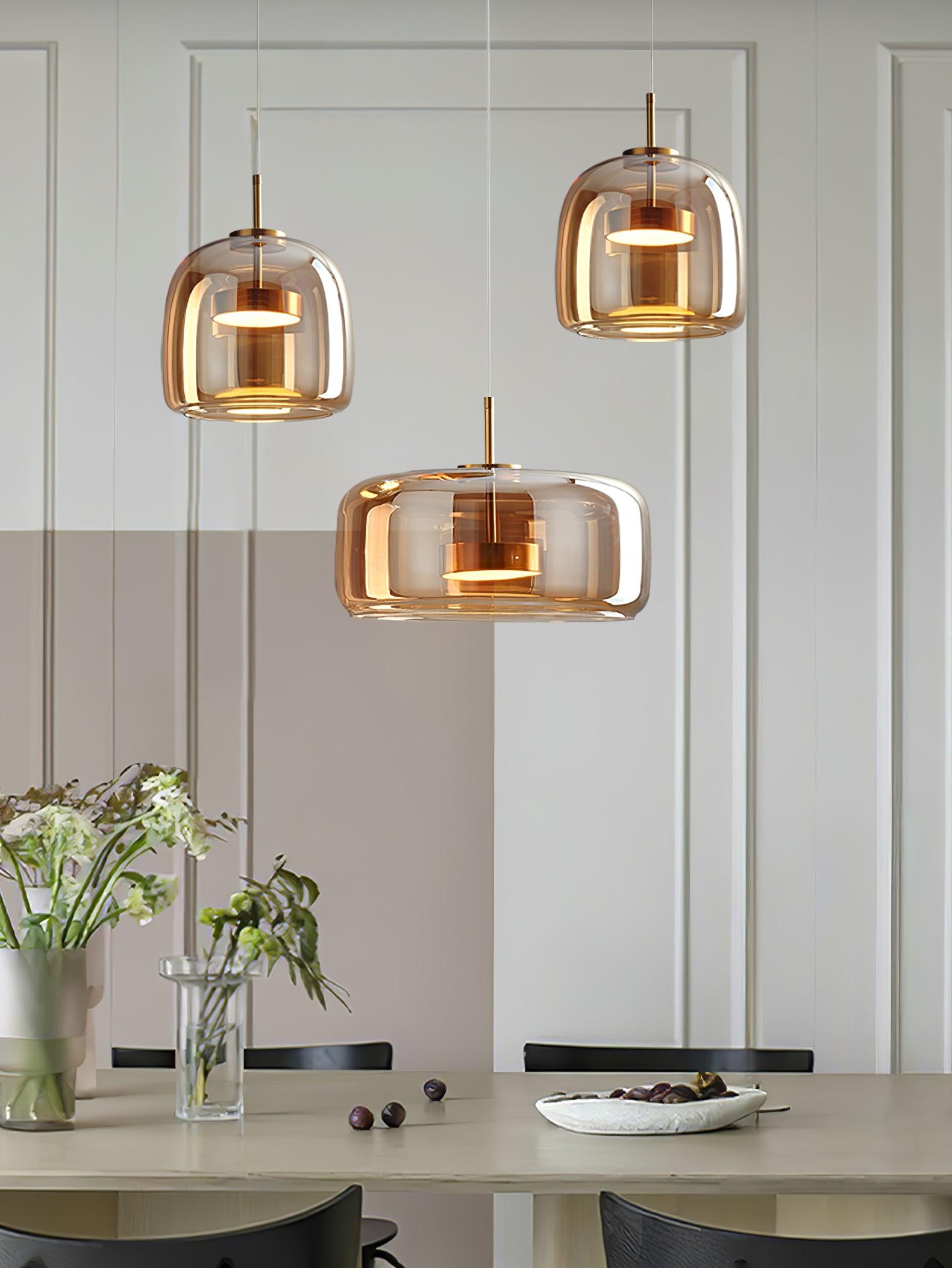 Contemporary Metro Sphere Smoked Glass Pendant Light LED Ceiling Fixture for Modern Kitchens