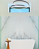 Contemporary Minimalist Crown LED Chandelier with Geometric Glass Loop and Aluminum Frame
