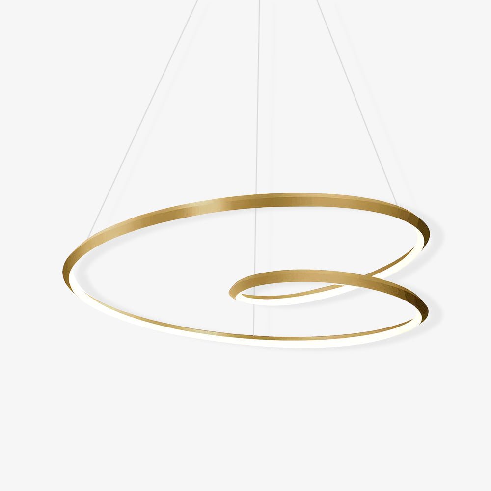 Contemporary Minimalist Crown LED Chandelier with Geometric Glass Loop and Aluminum Frame