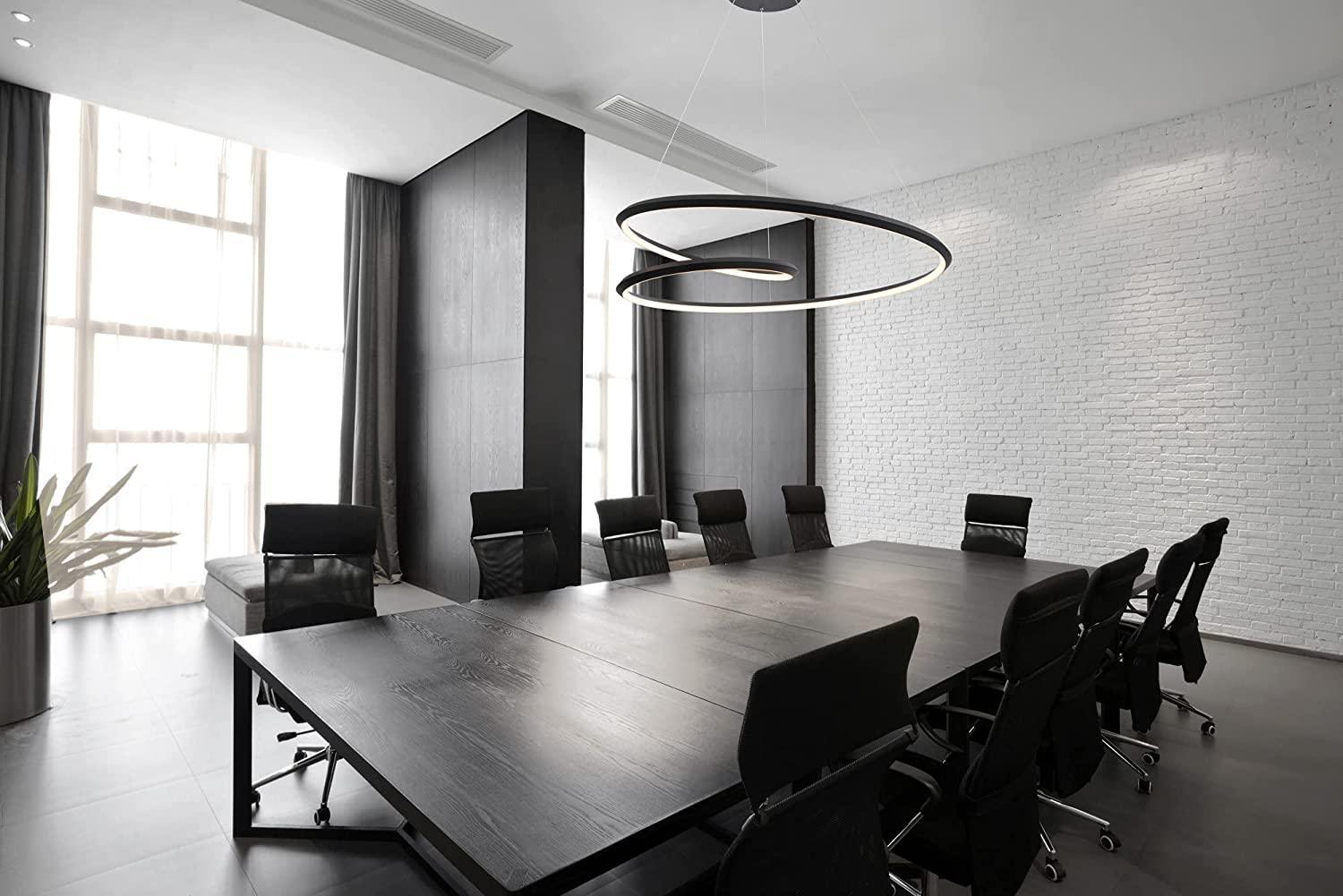 Contemporary Minimalist Crown LED Chandelier with Geometric Glass Loop and Aluminum Frame