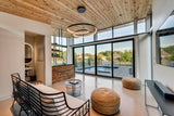 Contemporary Minimalist Crown LED Chandelier with Geometric Glass Loop and Aluminum Frame
