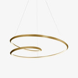 Contemporary Minimalist Crown LED Chandelier with Geometric Glass Loop and Aluminum Frame