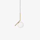Contemporary Minimalist Equilibrium Glass Globe Pendant Light with Brass and Black Finishes