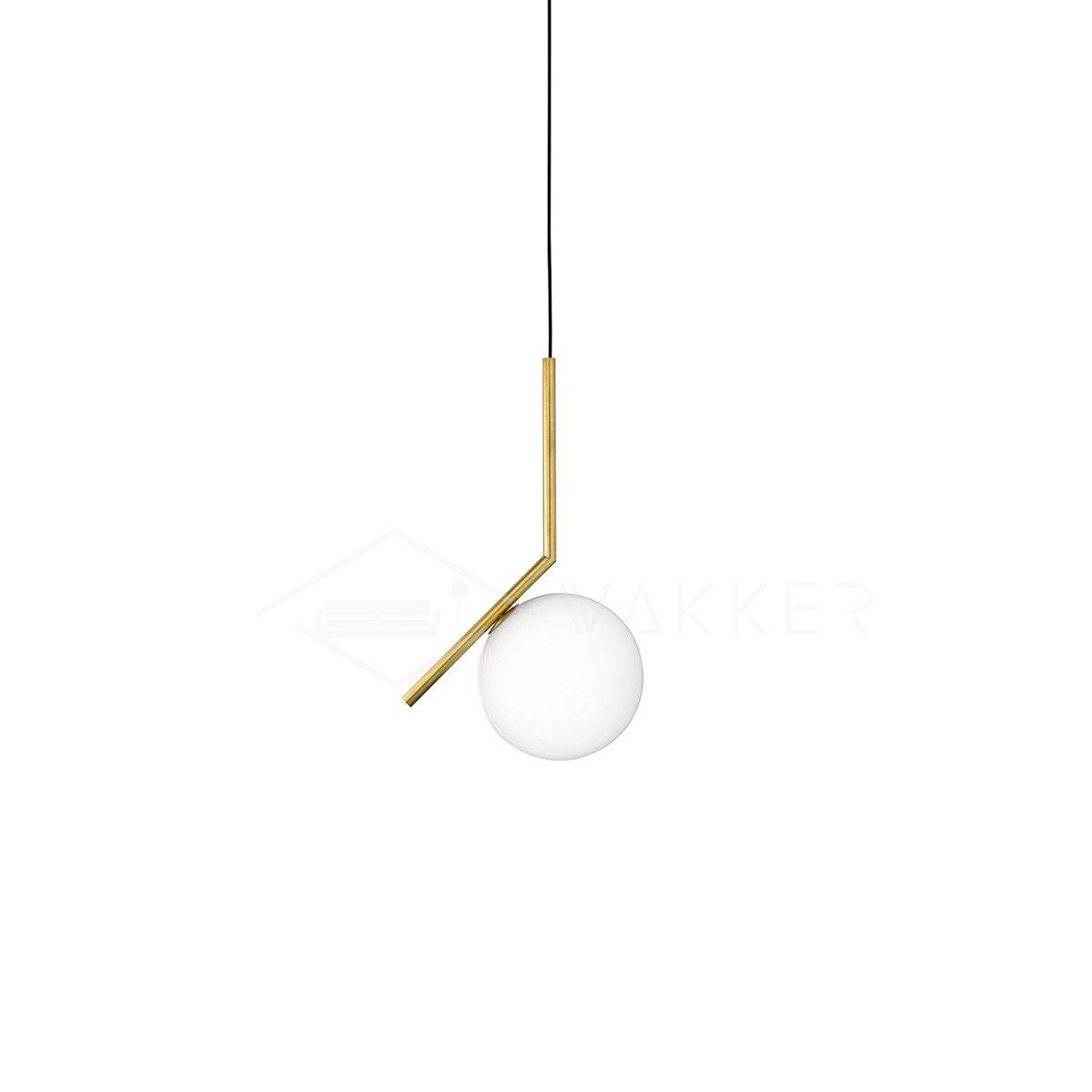 Contemporary Minimalist Equilibrium Glass Globe Pendant Light with Brass and Black Finishes