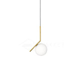 Contemporary Minimalist Equilibrium Glass Globe Pendant Light with Brass and Black Finishes