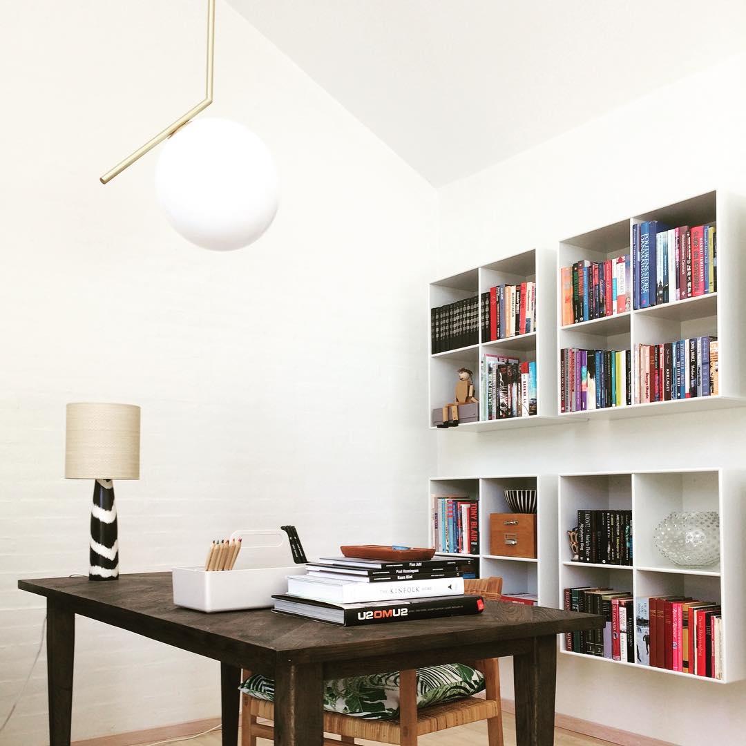 Contemporary Minimalist Equilibrium Glass Globe Pendant Light with Brass and Black Finishes
