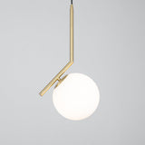 Contemporary Minimalist Equilibrium Glass Globe Pendant Light with Brass and Black Finishes