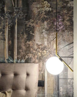 Contemporary Minimalist Equilibrium Glass Globe Pendant Light with Brass and Black Finishes