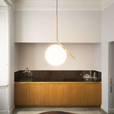 Contemporary Minimalist Equilibrium Glass Globe Pendant Light with Brass and Black Finishes