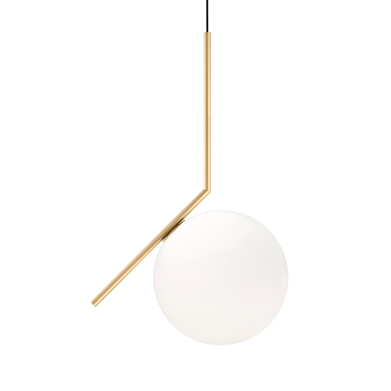 Contemporary Minimalist Equilibrium Glass Globe Pendant Light with Brass and Black Finishes