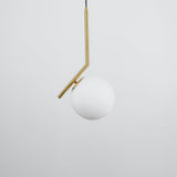 Contemporary Minimalist Equilibrium Glass Globe Pendant Light with Brass and Black Finishes