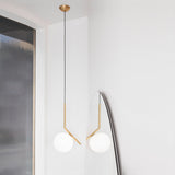 Contemporary Minimalist Equilibrium Glass Globe Pendant Light with Brass and Black Finishes