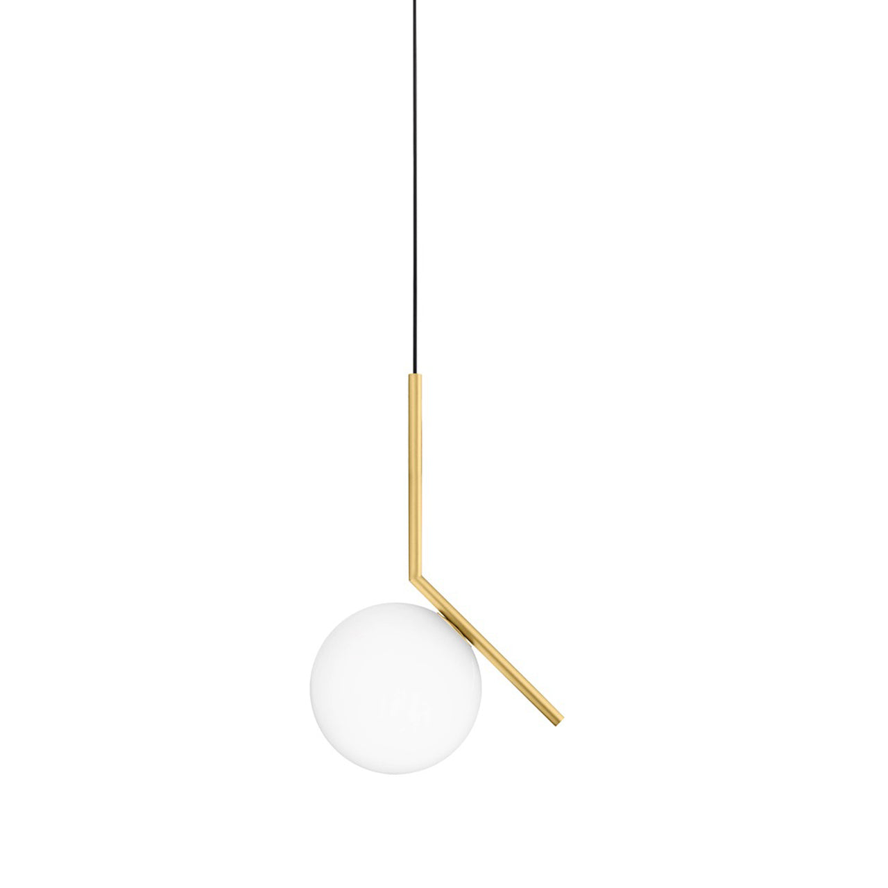 Contemporary Minimalist Equilibrium Glass Globe Pendant Light with Brass and Black Finishes