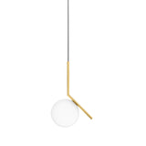 Contemporary Minimalist Equilibrium Glass Globe Pendant Light with Brass and Black Finishes